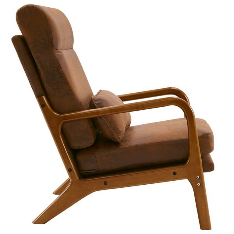 High Back Solid Wood Armrest Backrest Leisure Chair Accent Chair