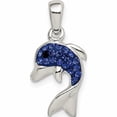 thumbnail image 1 of Sterling Silver Blue Preciosa Crystal Dolphin Pendant (14.8 X 12.2) Made In Thailand -Jewelry By Sweet Pea, 1 of 7