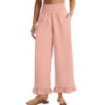 thumbnail image 7 of Nestiefly Womens Wide Leg Pants Drawstring Elastic High Waisted Ruffle Hem Palazzo Casual Pants with Pockets 2026 Pink XL, 7 of 7