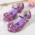 thumbnail image 3 of Aayomet Toddler Little Kid Girls Dress Pumps Glitter Sequins Princess Bowknot Low Heels Party Dance Size 3 Shoes Girls,Purple 13 Little Kid, 3 of 5