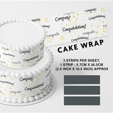 Congratulations Strips Edible Icing Printed Cake Wrap Strips Topper Ribbon Border