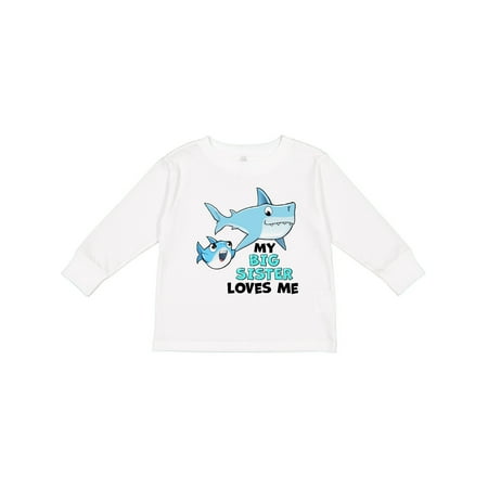 

Inktastic My Big Sister Loves Me with Cute Sharks Boys or Girls Long Sleeve Toddler T-Shirt