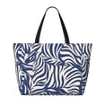 thumbnail image 2 of Women'S Large Capacity Beach Bag Travel Bag 17.7×15in Waterproof And Durable Portable Can Be Used For Daily Play Travel Shopping Gym Zebra Print Style Steelblue_1, 2 of 7