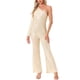 thumbnail image 2 of INSPIRAR CHIC Mono de lentejuelas para mujer de un hombro, transparente, de piernas anchas, traje de fiesta M dorado, 2 of 5