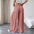 thumbnail image 6 of Edvintorg Lounge Pants Women with Pockets Flowy Lightweight Elastic Waisted Loose Cascual Wide Leg Trouser with Pockets Womens Clothes Pink XL, 6 of 8