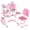Pink_Desks_E25, variant on AurumEdge Kids Adjustable Study Desk & Chair Set w/Storage,Drawers,Bookshelf,Child Toddler Writing Homework Table,Little Girl Work Computer Desk,Princess Preschool Desk(Pink)