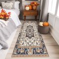 thumbnail image 4 of Vintage Floral Washable Area Rug 2 x 6 ft Brown Navy Classical Bohemian Farmhouse , Soft Non Slip Rugs Stain Repellent Indoor Felt Carpet for Living Dining Room Bedroom Home Office, 4 of 9