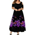 thumbnail image 1 of Femmes Robe Grande Taille Papillon Imprimé O Robe d'Été de Cou pour les Parties, 1 of 8