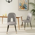 thumbnail image 5 of MEXIYA Leona Modern Velvet Light Grey Dining Chairs Upholstered Performance Velvet Dining Chair with Black Gold Legs, 5 of 6