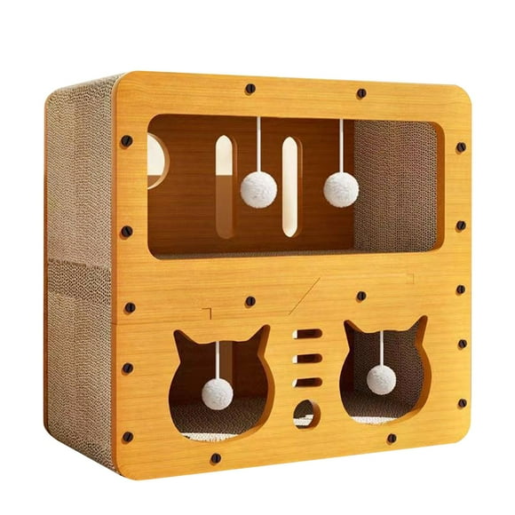 Milaget Cardboard Cat House Castle Scratcher Bed for Indoor Cats Kitten Pet Supplies