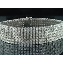Mens 6 Row .925 Sterling Silver White Diamond Tennis Bracelet Bangle Fanook 3 Ct