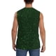 thumbnail image 4 of Fotbe Emerald Green Sparkling Men's Camiseta sin Mangas Estampada para Hombres, Playera Casual para Gimnasio, Entrenamiento, Playa-Large, 4 of 7