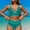 Blue, variant on Gufahion Bikini Set for Women 2 Piece Swimsuits V Neck Bathing Suit High Waisted Swimwear, M