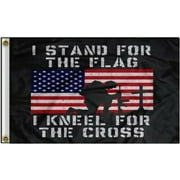 3X5 I STAND FOR THE FLAG KNEEL FOR THE CROSS PATRIOTIC FLAG 100D