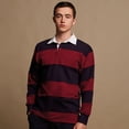 thumbnail image 2 of Front Row Sewn Stripe Long Sleeve Sports Rugby Polo Shirt, 2 of 4