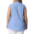 thumbnail image 3 of Agnes Orinda Women's Plus Size Chambray Sleeveless Button Work Shirts 1X Light Blue, 3 of 6