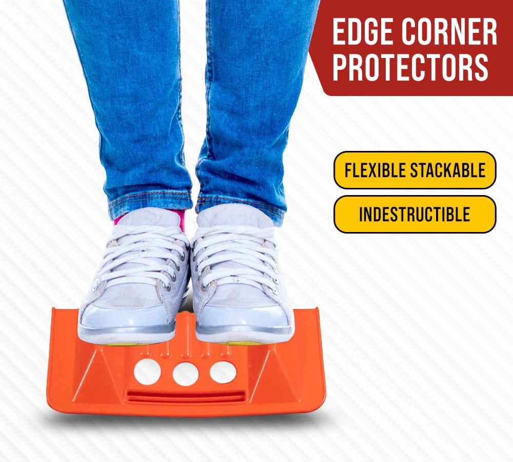 (40 Pieces) 4"x10" Orange Corner Protector V Shaped Flatbed Edge Guards with Carrying Case - Cargo Load Corner Edge Protector and Tie-Down Strap Guard for Flatbed