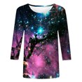 thumbnail image 2 of Blouses pour Femmes T-Shirt Imprimé Manches 3/4 Blouse Col Rond Décontracté, Blouses pour Femmes T-Shirts pour Femmes, Blouses pour Femmes Décontractées, 2 of 4