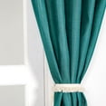 thumbnail image 3 of The Art Box Cotton Tab Top Curtains Panels Set for Bedroom and Living Room, Window Curtain Drapes, Glittery Silver Shimmer Stripes Curtains, 2 Pack, Emerald Green, 35"w x 84"l in, 3 of 6
