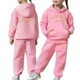 thumbnail image 3 of Gelikeya Girls 2 Piece Outfits Sweatsuit City Letter Print Pullover Hoodie Sweatshirt Lounge Sets Jogger Sweatpants 2-13 Years (Pink, 6-7 Years), 3 of 8