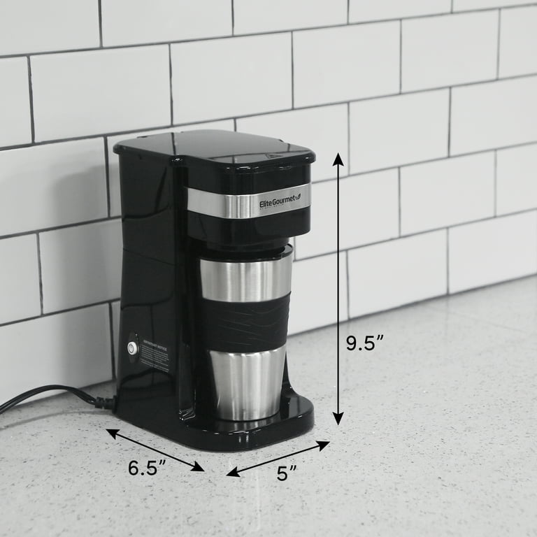 Elite Gourmet Single Serve 1-Cup Black Personal Drip Coffee Maker