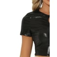 thumbnail image 5 of INSPIRE CHIC Crop Tops Metálicos para Mujeres con Manga Corta y Abertura para Fiesta de Halloween Top Holográfico Brillante M Negro, 5 of 5