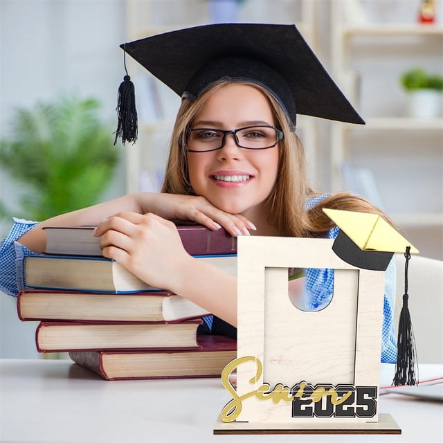 Graduation And Start Of School 2025 Wooden Photo Frame Desktop Ornaments Graduation Season Decorations 2025 Graduation Season Wooden Photo Frame Ornaments (vertical Version) Small Ornament Third