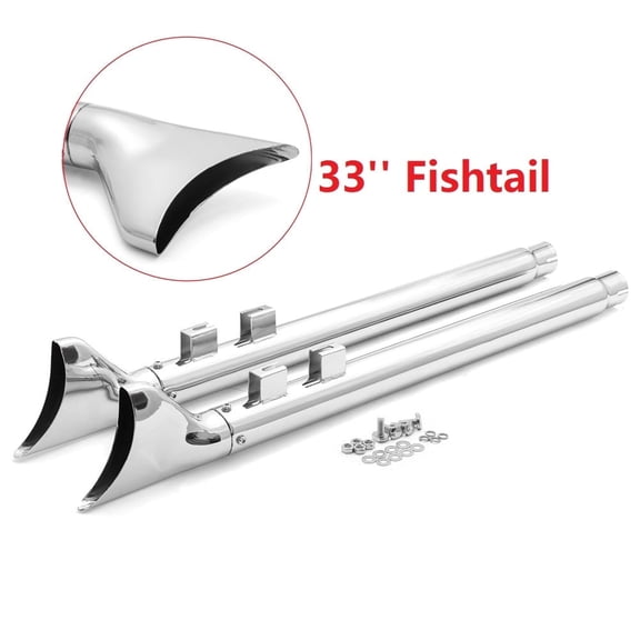 Chrome 33" Fishtail Muffler Exhaust Pipes for Harley Touring Electra Glide Road King 95-16