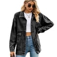 thumbnail image 1 of Qudderr Veste en Jean pour Femmes, Manches Longues, Décontractée, Style Cowboy, Printemps Automne, P-TTG, 1 of 9