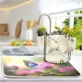 thumbnail image 5 of FREEAMG Butterfly Flower Dish Drying Mat for Kitchen Counter, Ultra Absorbent Reversible Microfiber Dishes Drying Rack Pad Heat-resistant Mats 18x24in, 5 of 7