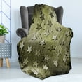 thumbnail image 4 of Grunge Soft Flannel Fleece Blanket, Grunge Effect with Carving Art Style Star Patterns Marine Themed Industrial Illustration, Cozy Plush for Indoor and Outdoor Use, 60" x 80", Olive, by Ambesonne, 4 of 5