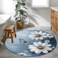 thumbnail image 4 of Flower Butterfly Round Area&nbsp;Rug 4ft Country Farm White Floral Black Butterfly Green Non-Slip&nbsp;Washable Circle Rugs Soft Felt Indoor Floor Mat for Bedroom Kitchen Living Room Bathroom, 4 of 9