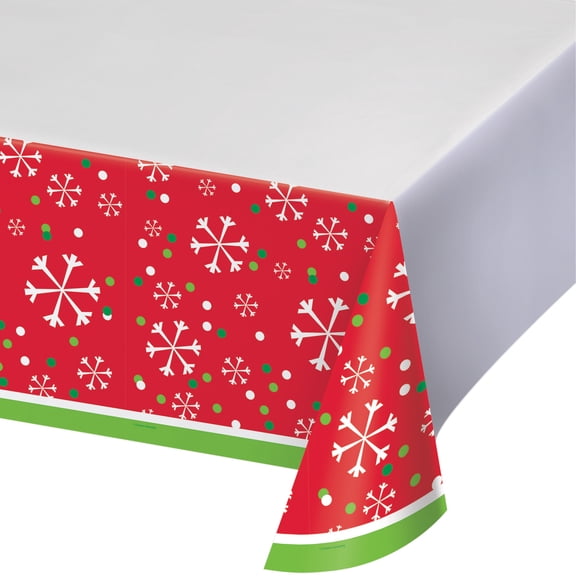 Snowflake Fun Plastic Tablecloth