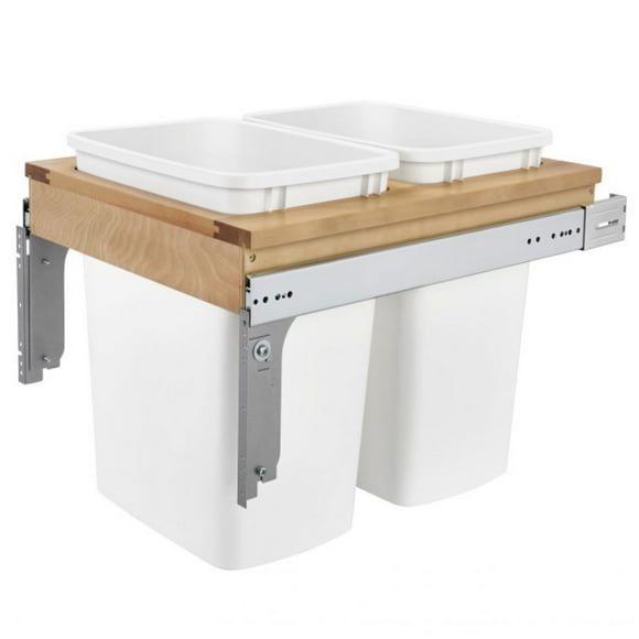 Rev-A-Shelf Double 35Qt Pullout Top Mount Waste Bin, White,4WCTM-21DM2-162