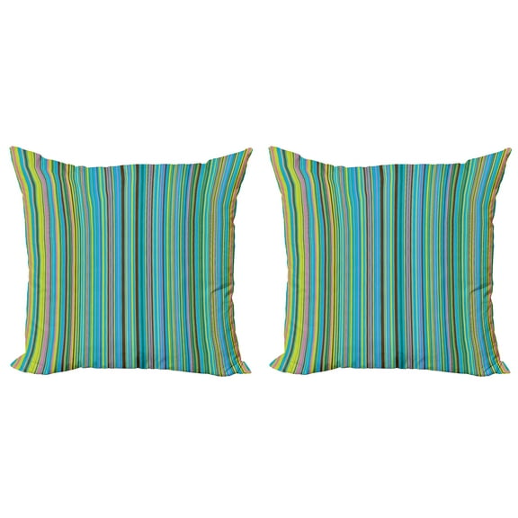 Ambesonne Abstract Throw Pillow Cover 2 Pack, Retro Thin Stripes, 20", Multicolor