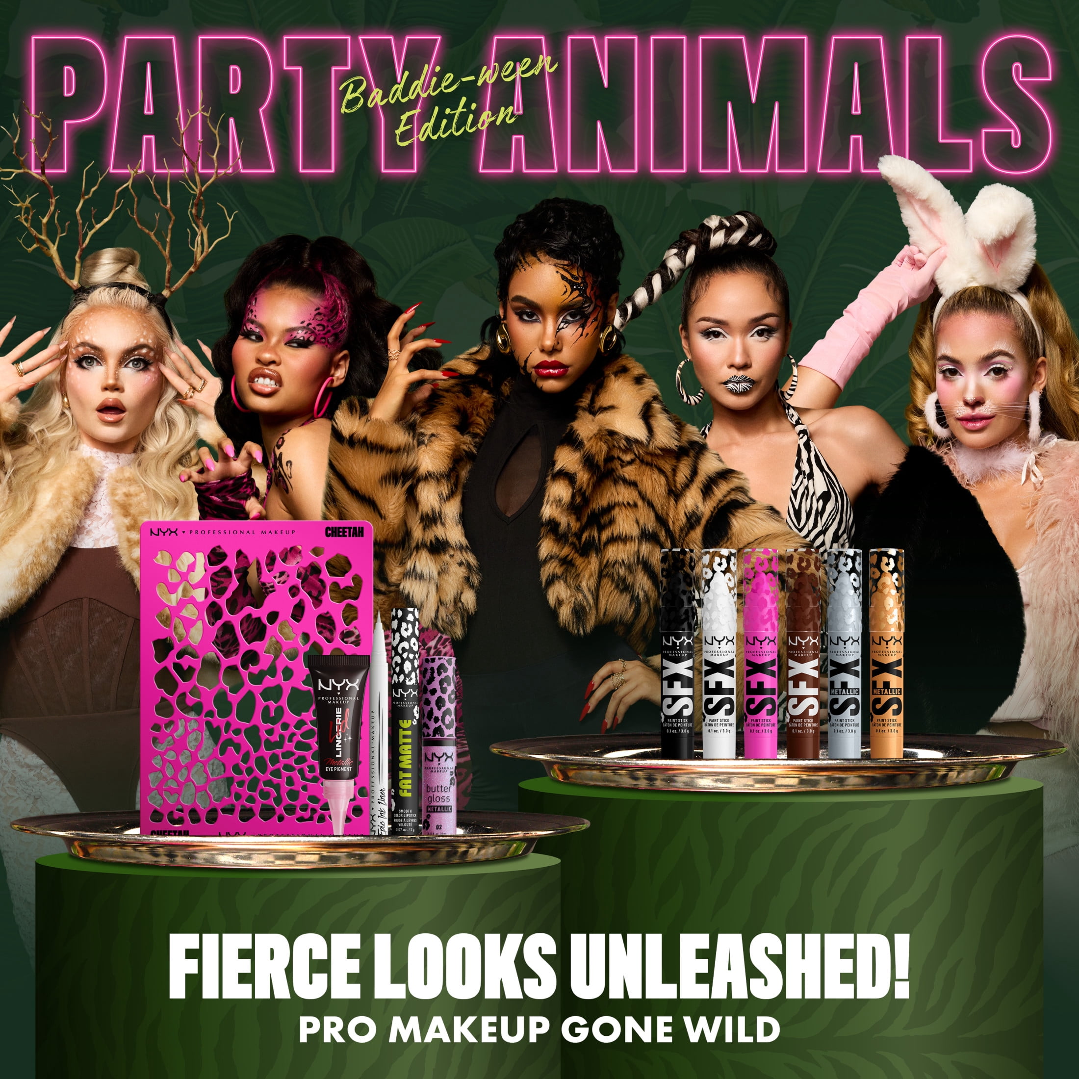 NYX Professional Makeup Halloween 2026 - Miscellaneous  Party Animals, Face and Body Animal Print Stencil Kit, 1 kit