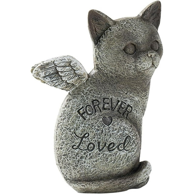 Pierre Tombale Commémorative pour Animaux, Cadeaux Commémoratifs pour Chat Chien, Ornement en Résine Chat Chiot Ange pour Perte de Chien, Statue Commémorative pour Maison Jardin Intérieur Patio Cadeau Réconfortant pour Propriétaires d'Animaux en Deuil Gris