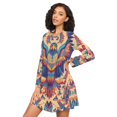 thumbnail image 3 of FORMRS Womens Long Sleeve Nightgowns Crew Neck Sleep Shirt Soft Pajamas Sizes S-3XL, Colorful Abstract Eagle, 3 of 8