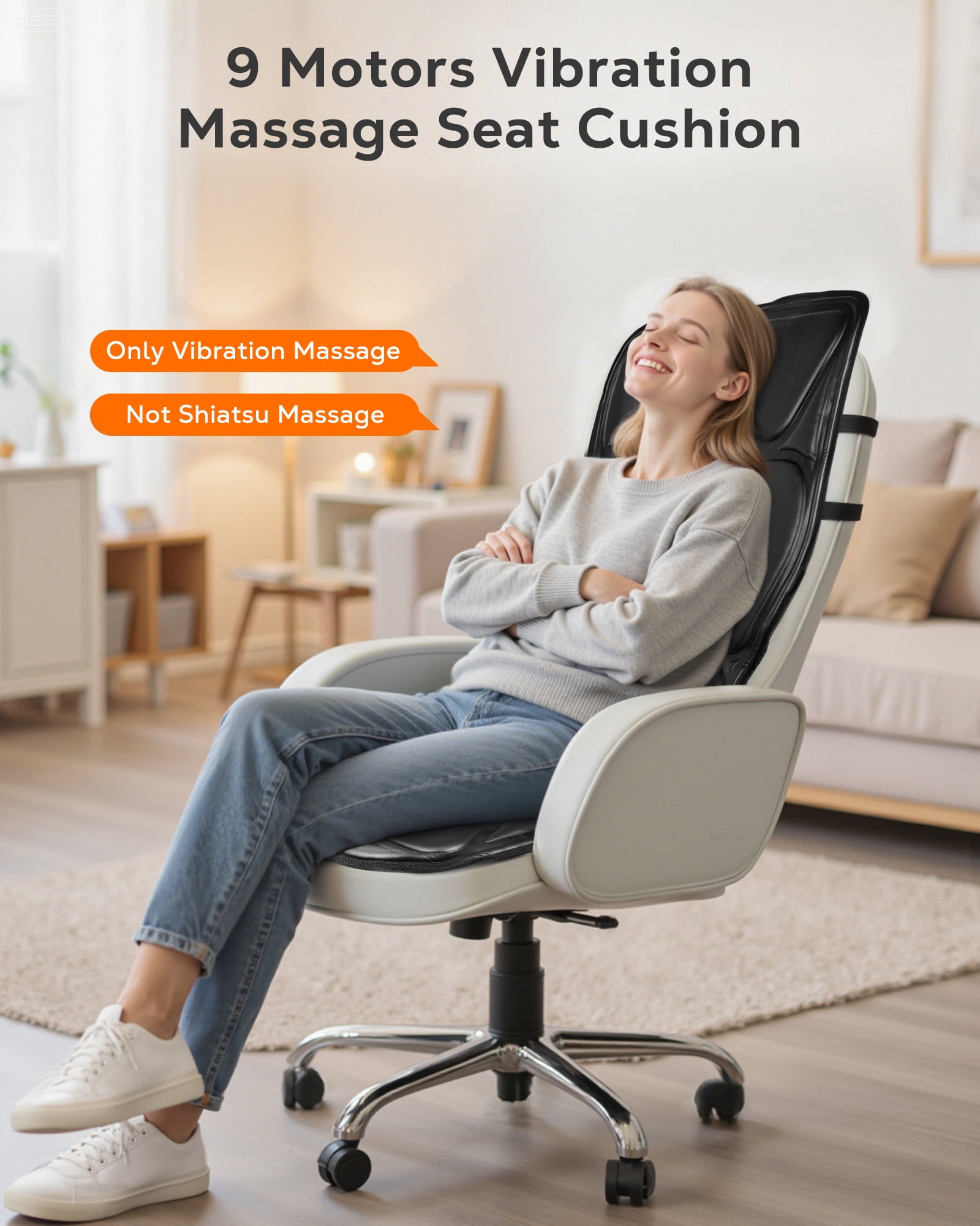 BOKYAN Back Massager, Electric Full Body Massager with Heat, Seat Cushion Massager Vibration Chair Pad for Home Car, Gifts