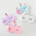 thumbnail image 3 of Antifaz para dormir de peluche con forma de cuerno de unicornio brillante, antifaz de dibujos animados, antifaz para dormir, siestas, viajes (morado), 3 of 7