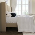 thumbnail image 5 of Amolife Queen Bed Frame, Upholstered Platform Bed with Wingback and Geometric Headboard, Beige, 5 of 14