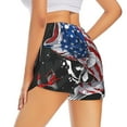 thumbnail image 3 of Xecao's Largemouth Bass Fish in USA for a double-layer running short for women, perfect for gym, tennis, and more, featuring a convenient pocket., 3 of 9