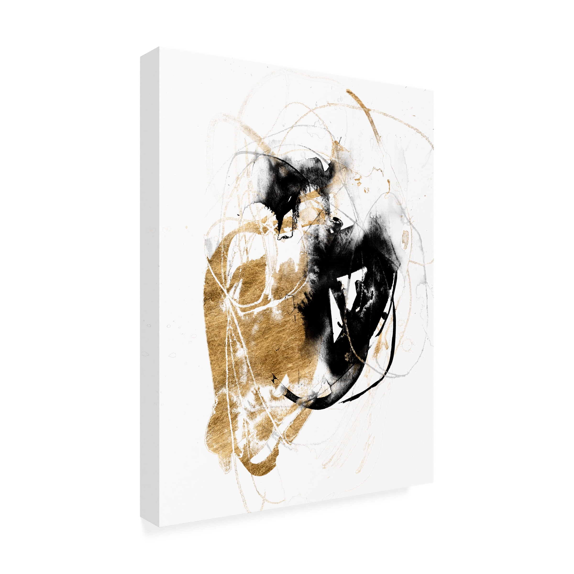 Jennifer Goldberger 'Black And Gold Splash III' Canvas Art