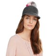 thumbnail image 1 of Helene Berman Fox Fur Pom-Pom Cap (One Size, Black), 1 of 1