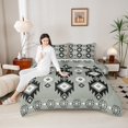 thumbnail image 4 of jejeloiu Boho Bohemian Geometric Bedding Comforter Set,Vintage Aztec Geometric Twin Comforter Sets,Green Black Bedding Set,Breathable Room Decorative Reversible,2-Piece, 4 of 8