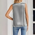 thumbnail image 4 of WULMLEO Women's Silk Satin Tank Tops V Neck Casual Camisoles Sleeveless Business Work Blouses Dressy Summer Shirts Silver S, 4 of 7