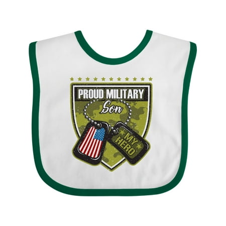 

Inktastic Proud Military Son Boys Camo Flag Outfit Gift Baby Boy Bib