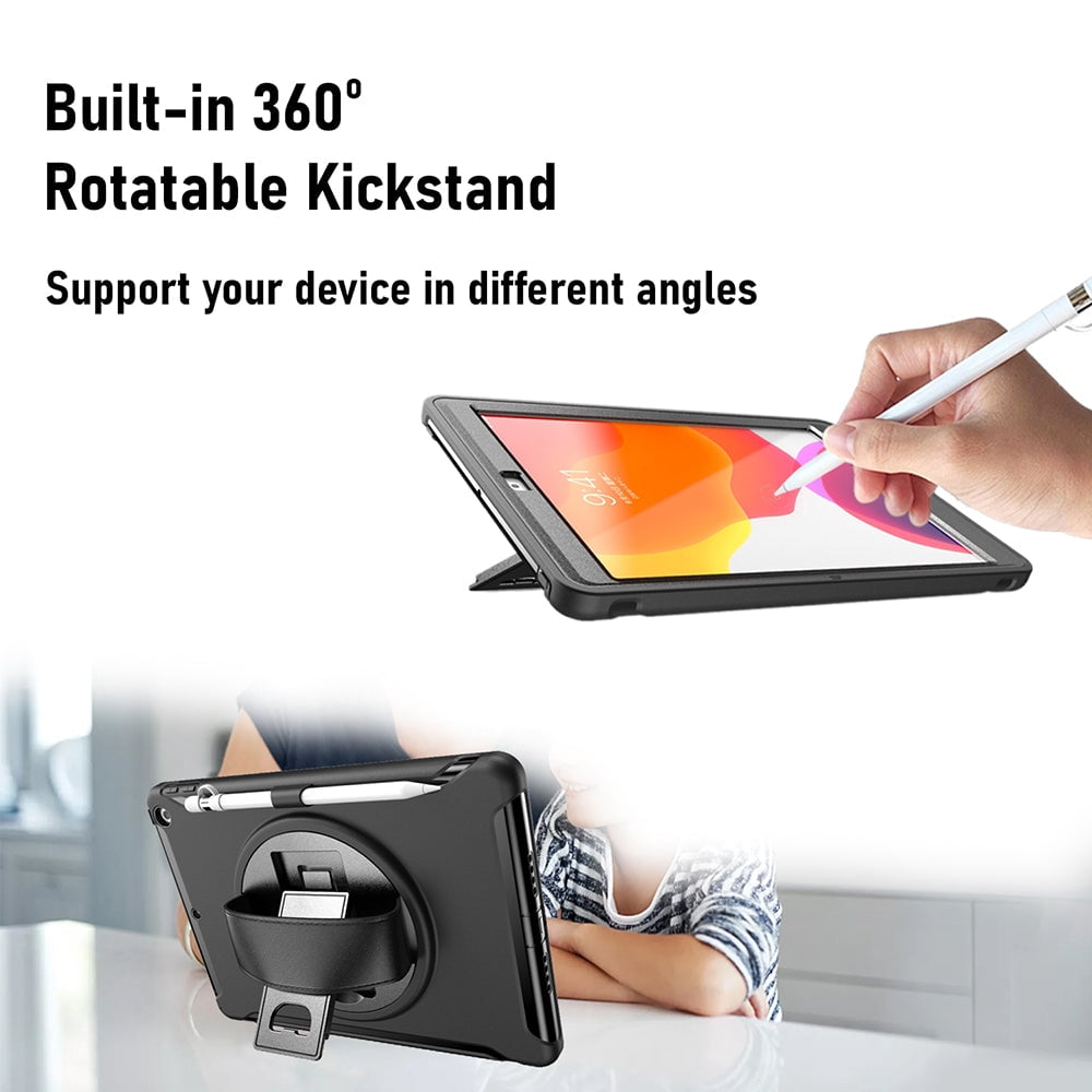 AMZER TUFFEN Case for iPad 10.2/ iPad 8th Gen, Military Grade ShockProof Kids Friendly 3 Layer Case , Apple Pencil Slot for 10.2 inch iPad 7th Gen, iPad 8th Gen 2020