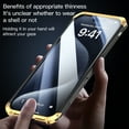 thumbnail image 5 of SaniMore for iPhone 14 Case, Aluminum Alloy Glass Backplane Transparent No-yellow Wireless Charing Slim Lightweight Drop Resistant Shockproof Anti-scratch Military Grade Protective Shell, Blackgold, 5 of 13