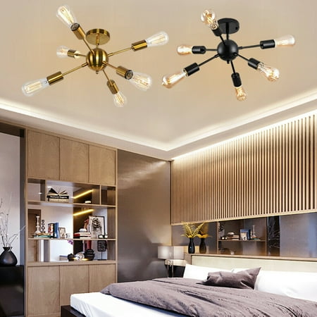 

Loyalheartdy Modern Sputnik Ceiling Light Gold Metal Chandelier Fixture 6-Light Pendant Lamp for Dining Living Room (Gold)